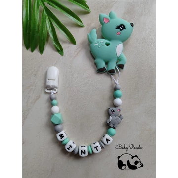 Névre szóló rágcsalánc - Őzikés - zöld (Baby Panda kollekció)
