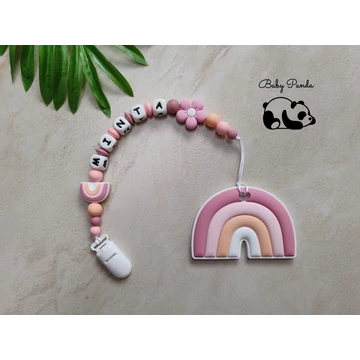 Névre szóló rágcsalánc - Szivárványos (Baby Panda kollekció)