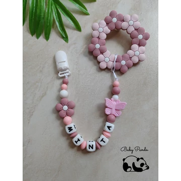 Rágcsalánc névre szóló - Virágos (Baby Panda kollekció)