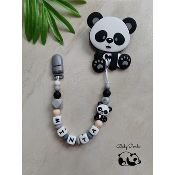 Rágcsalánc névre szóló - Panda - szürke (Baby Panda kollekció)