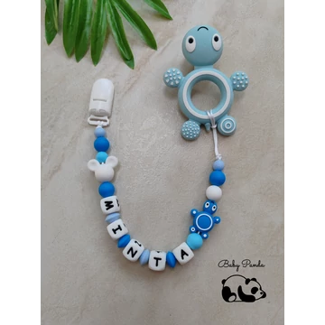 Névre szóló rágcsalánc - Teknősös - halvány kék (Baby Panda kollekció)