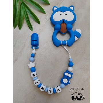Névre szóló rágcsalánc - Mosómedvés - égkék (Baby Panda kollekció)