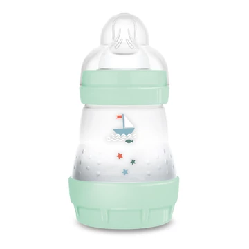 mam easy start cumisüveg 160ml mentazöld fiús dizájnban, elölnézetből