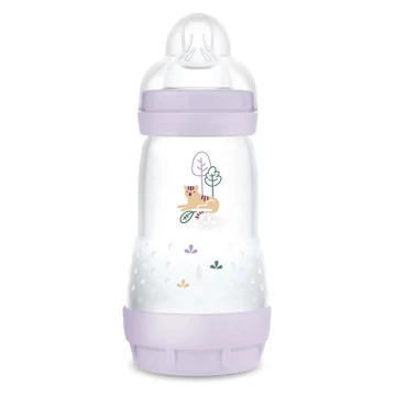mam easy start cumisüveg 260ml lányos színvilágban, elölnézetből