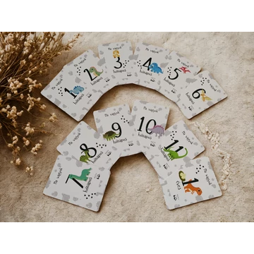  Egyedi Hónapkártya csomag -  Dínós (Baby Panda kollekció)