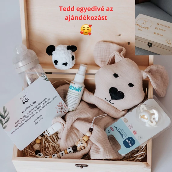Történet babaajándék doboz – közepes méretű, gravírozott és személyes