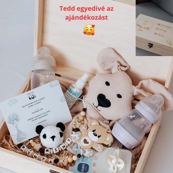Emlék babaajándék doboz – nagy méretű, gravírozott és exkluzív