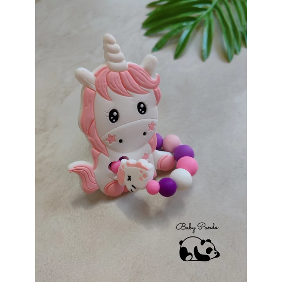 Unicornisos marokrágcsa a Baby Panda kollekcióból, szilikon baba rágóka