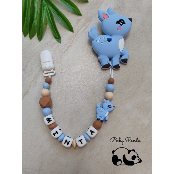 Névre szóló rágcsalánc - Őzikés - kék (Baby Panda kollekció)