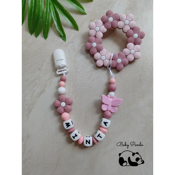 Rágcsalánc névre szóló - Virágos – Baby Panda kollekció
