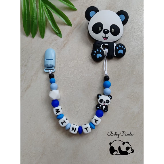 Kék panda rágcsalánc kisfiúknak – névre szóló babaajándék a Baby Panda kollekcióból