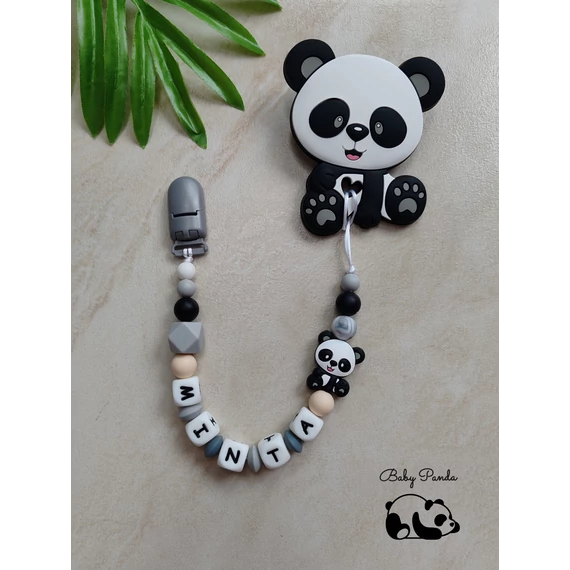 Rágcsalánc névre szóló - Panda - szürke – Baby Panda kollekció