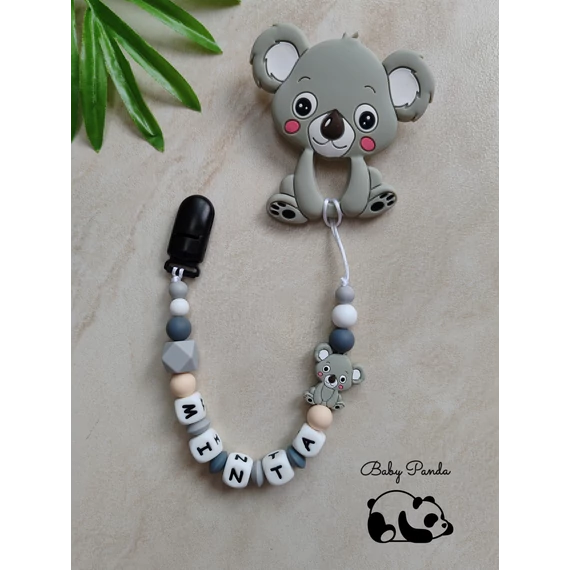 Rágcsalánc névre szóló - Koalás - szürke – Baby Panda kollekció