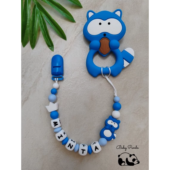 Névre szóló rágcsalánc - Mosómedvés - égkék (Baby Panda kollekció)
