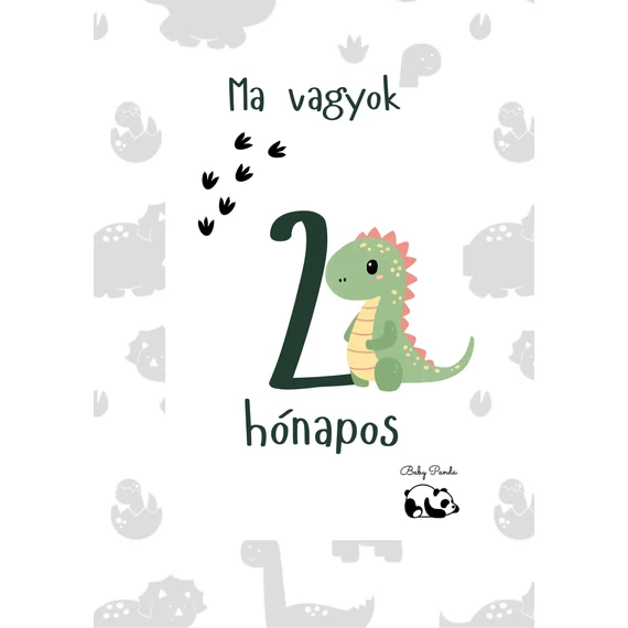  Egyedi Hónapkártya csomag -  Dínós (Baby Panda kollekció)