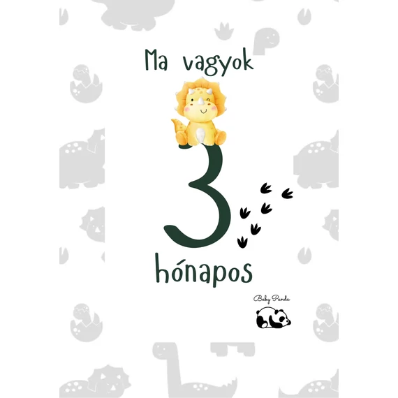  Egyedi Hónapkártya csomag -  Dínós (Baby Panda kollekció)