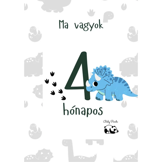  Egyedi Hónapkártya csomag -  Dínós (Baby Panda kollekció)