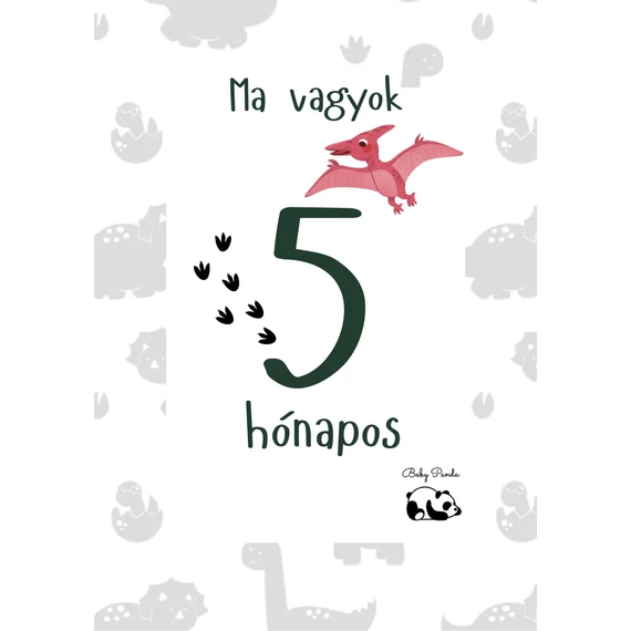  Egyedi Hónapkártya csomag -  Dínós (Baby Panda kollekció)