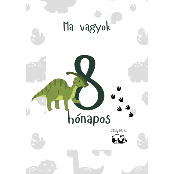  Egyedi Hónapkártya csomag -  Dínós (Baby Panda kollekció)