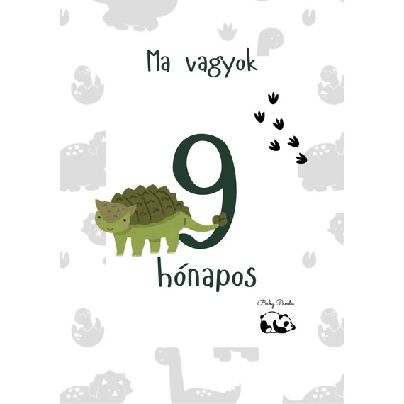  Egyedi Hónapkártya csomag -  Dínós (Baby Panda kollekció)