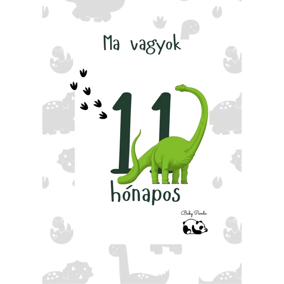  Egyedi Hónapkártya csomag -  Dínós (Baby Panda kollekció)
