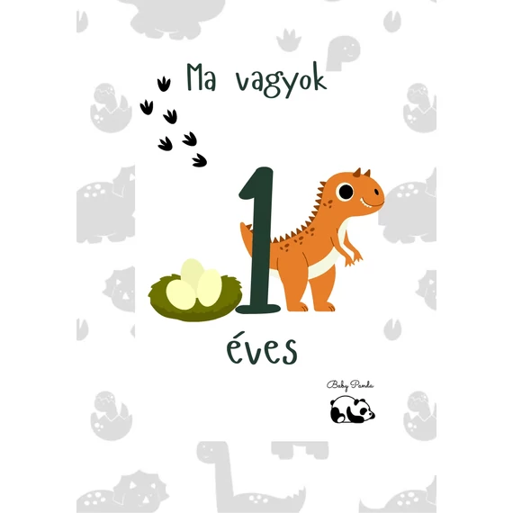  Egyedi Hónapkártya csomag -  Dínós (Baby Panda kollekció)
