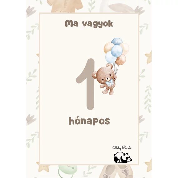 Egyedi Hónapkártya csomag - Macis (Baby Panda kollekció )