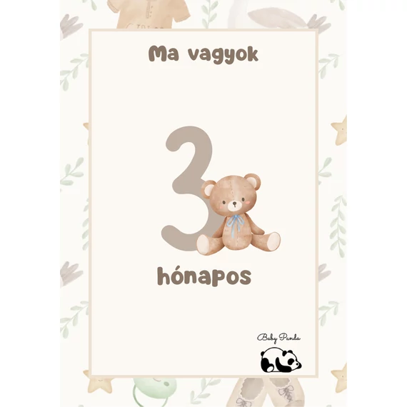 Egyedi Hónapkártya csomag - Macis (Baby Panda kollekció )