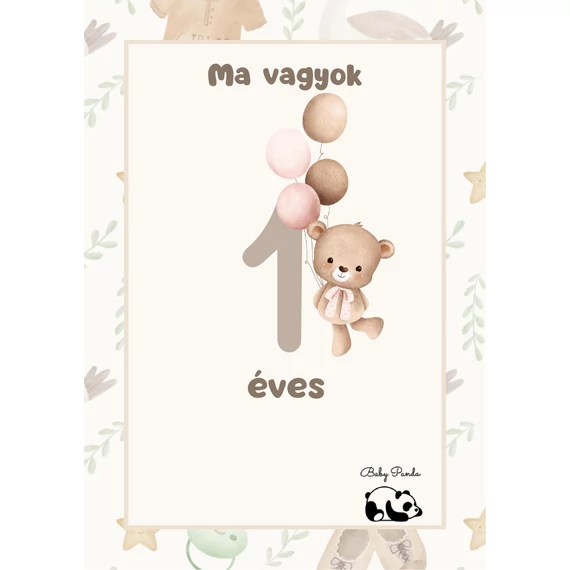 Egyedi Hónapkártya csomag - Macis (Baby Panda kollekció )