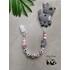 Névre szóló rágcsalánc - Őzikés - szürke-rózsaszín (Baby Panda kollekció)