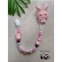 Névre szóló rágcsalánc - Nyuszis - rózsaszín (Baby Panda kollekció)